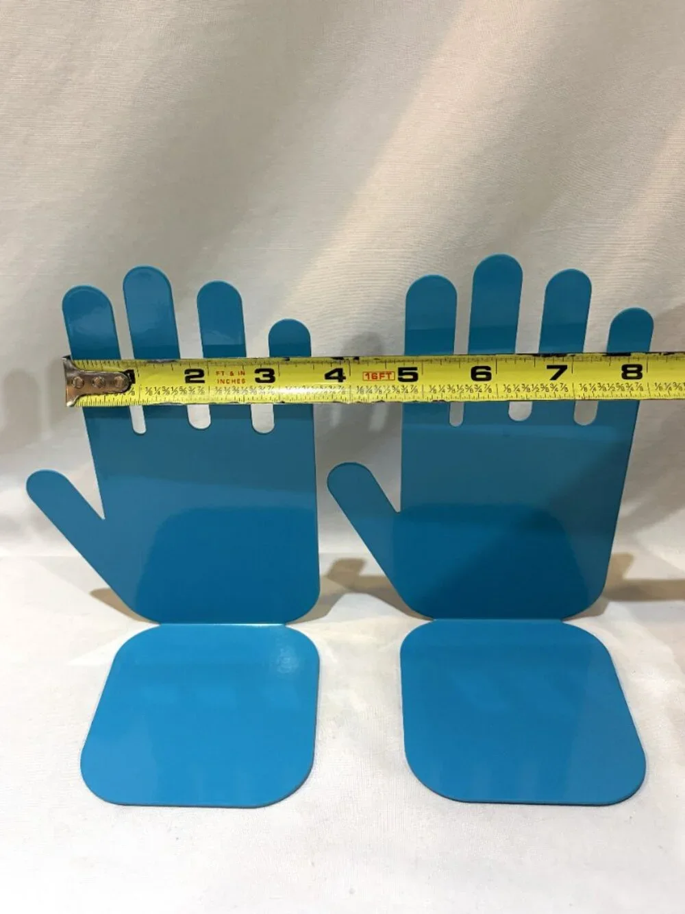 Pair of Jonathan Adler Teal Blue Metal Hands Bookends